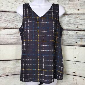 APT.9 Women’s Windowpane Plaid Sleeveless Blouse Tank Top M
